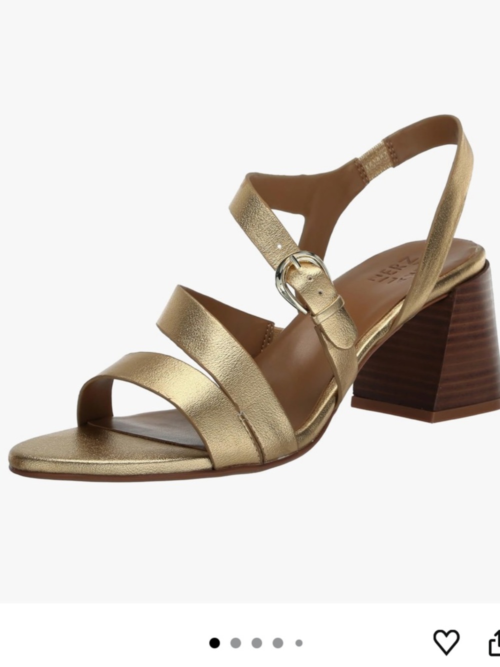 Naturalizer Metallic Gold Strappy Block Heel Sandal